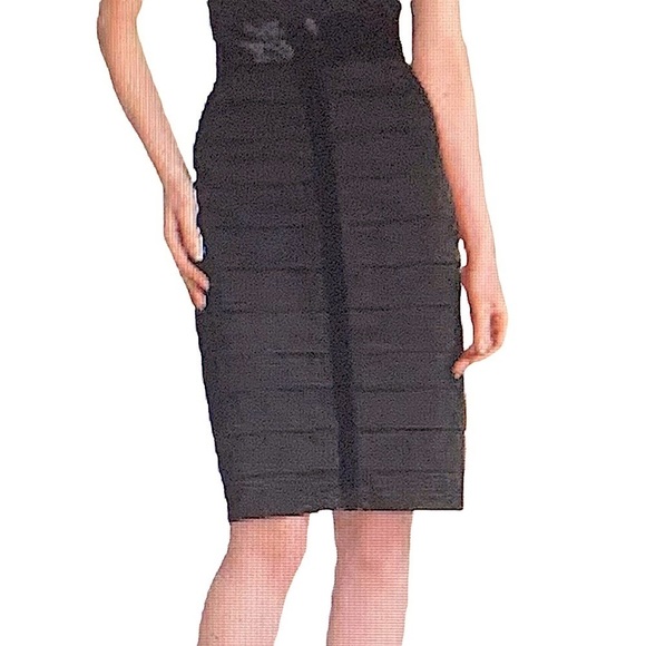𝅺ROBERT Rodriguez Black Silk and Cotton Horizontal Pleated Pencil Skirt Size 6 - Picture 1 of 7